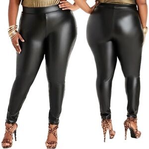 Ashley Stewart 26W-36W Faux Leather High Rise Black Leggings (AS01.8)